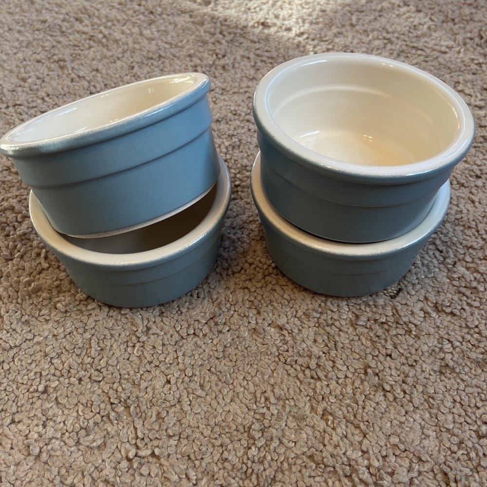 set of 4 blue ramekins